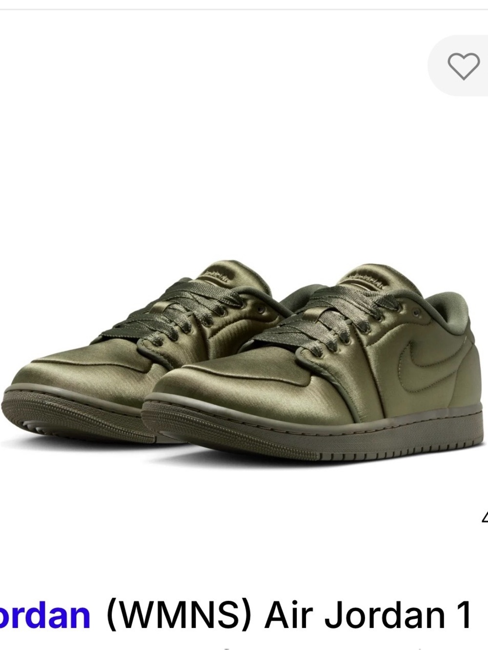 Air Jordan 1 Low Satin Olive Green Sneakers